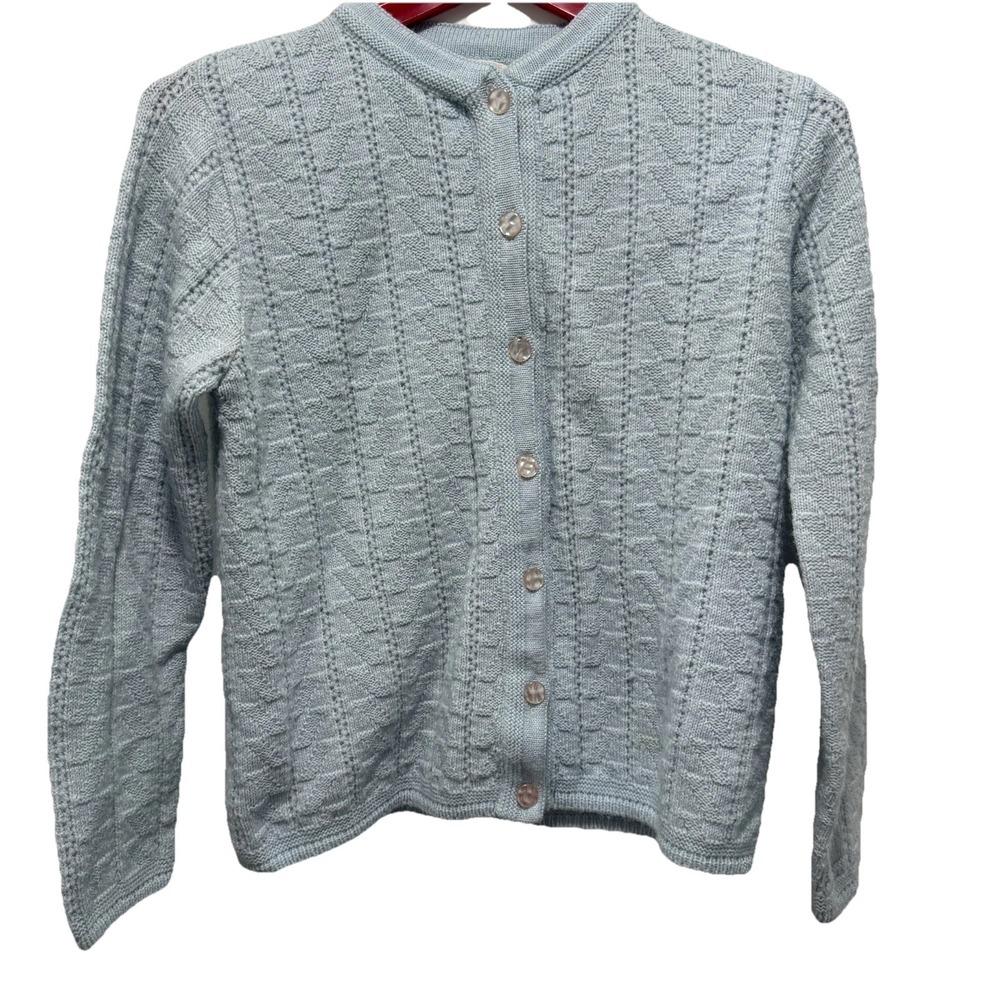 VTG Jean Castle Womens Cardigan Small Blue Soft Girl Academia Grandpacore Knit‎